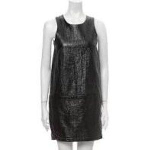 TIBI Faux Patent Leather Mod Madmen Mini Dress 60’s inspired sz 4